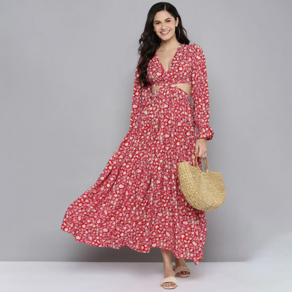 https://www.goldensgrove.in/products/red-beige-floral-waist-cut-out-maxi-dress