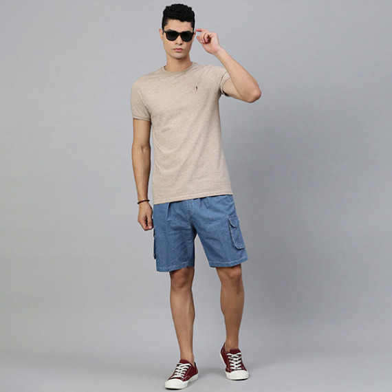https://www.goldensgrove.in/products/men-blue-solid-pure-cotton-denim-cargo-shorts