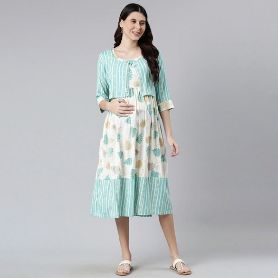 https://www.goldensgrove.in/products/women-off-white-green-floral-maternity-a-line-midi-dress
