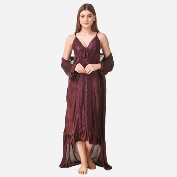 https://www.goldensgrove.in/products/brown-maxi-satin-solid-nightwear-set