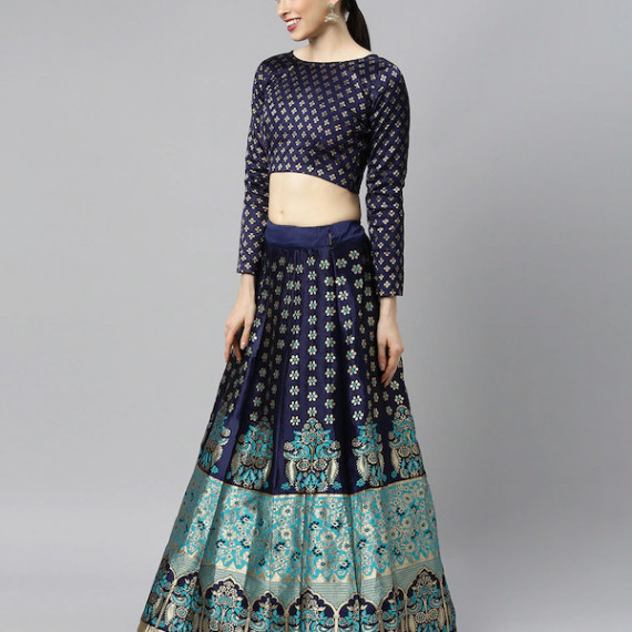 https://www.goldensgrove.in/products/blue-green-woven-design-lehenga-choli